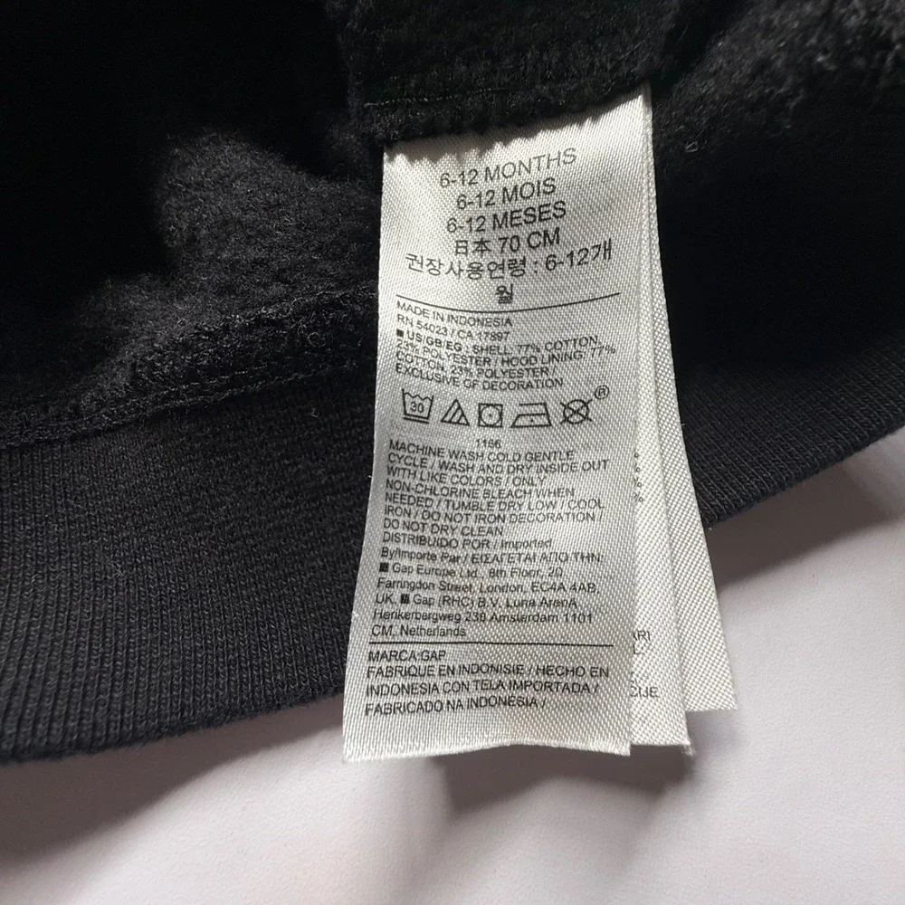 Baby Gap 3 Piece Outfit Set Black Hoodie Joggers‎ Bodysuit 6-12 Months Bear